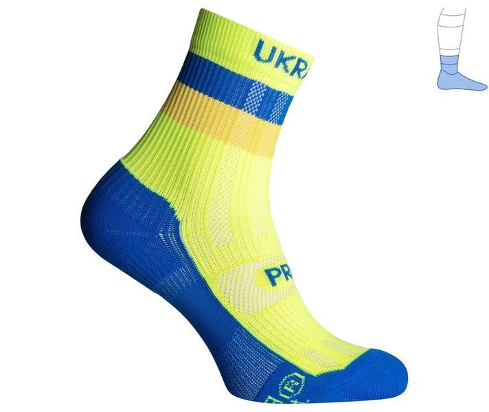 Шкарпетки компресійні літні ShortDry Ultra (синьо-салатові з прапором UA, S/36-39) 2278019719 фото
